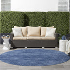 Nourison Essentials Indoor/Outdoor Navy Blue 10' X Round Area Rug, Easy Cleaning, Non Shedding, Bed Room, Living Room, Dining Room, Backyard, Deck, Patio (10 Round)