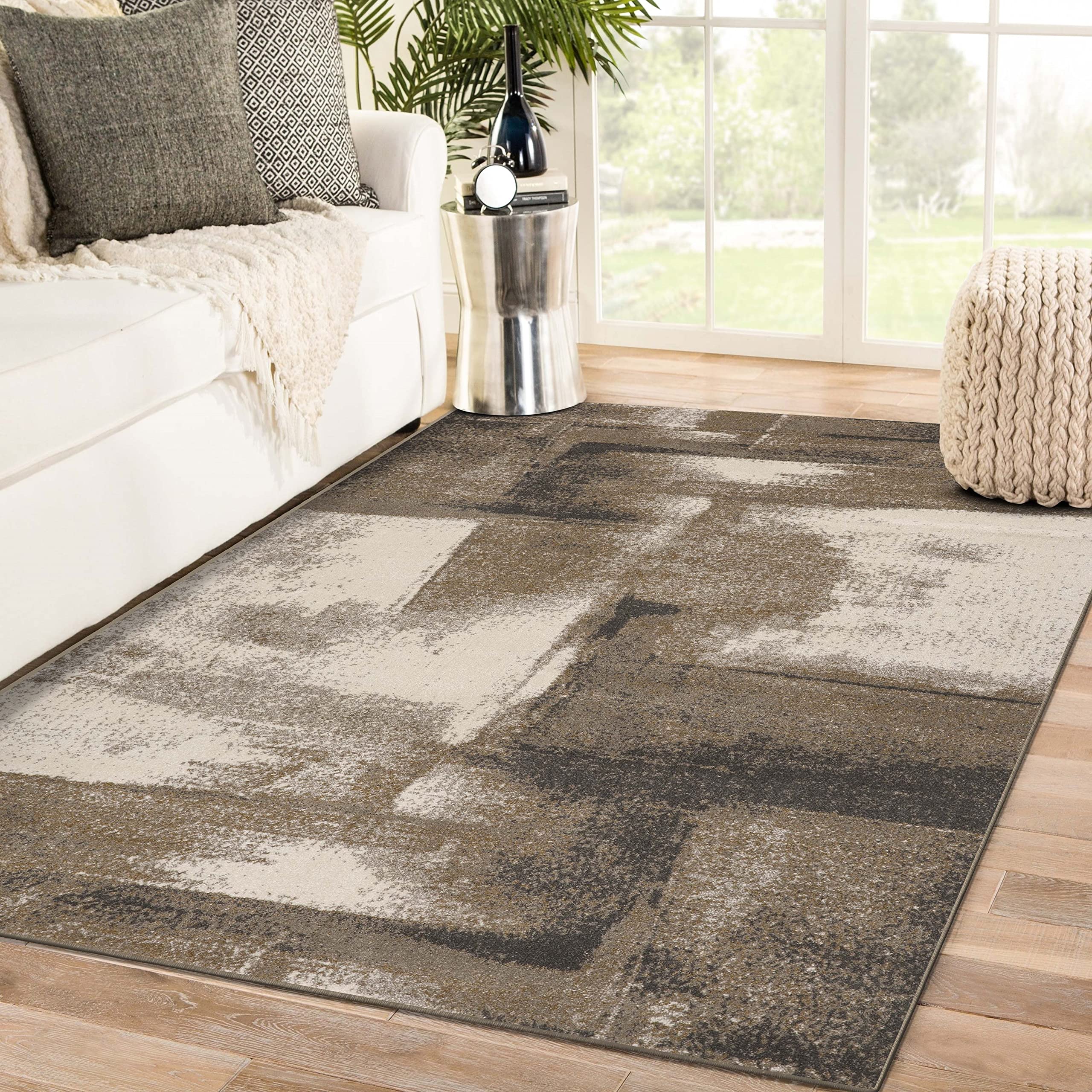LUXE WEAVERS Lagos Collection 7558 Beige 6x9 Abstract Area Rug