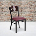 2 Pk. 3 Circle Back Metal Chair - Walnut Wood Back, Burgundy Vinyl Seat