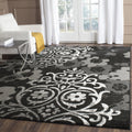 SAFAVIEH Adirondack Collection X-Large Area Rug - 12 x 18, Black & Silver, Floral Glam Distressed Design, Non-Shedding & Easy 