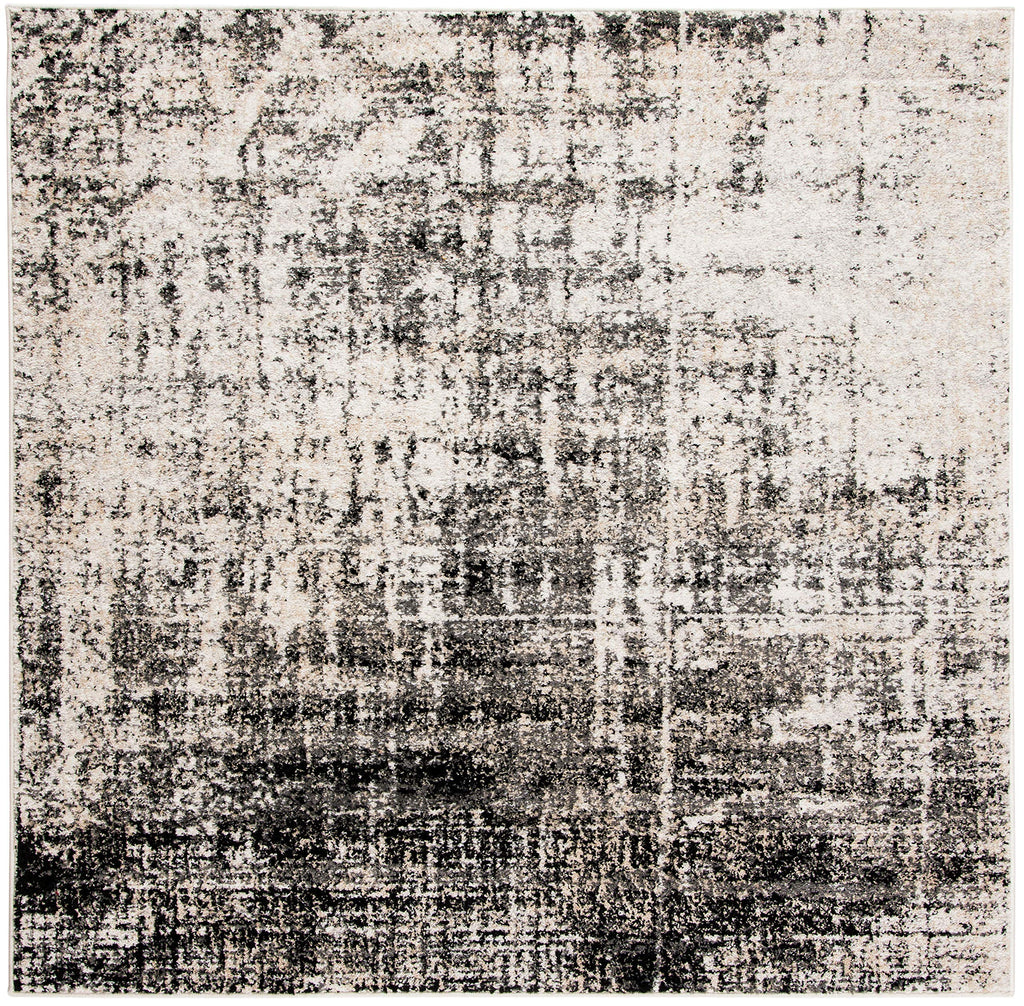 Safavieh Adirondack Collection 4' Square Silver / Black Adr207D Modern Abstract Non-Shedding Living Room Bedroom Accent Rug