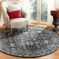 SAFAVIEH Evoke Collection Area Rug - 67 Round, Charcoal & Ivory, Shabby Chic Distressed Design, Non-Shedding & Easy Care, Ideal