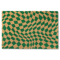 Town & Country Terra Emmett Groovy Checkerboard Door Mat, Natural Coir, Heavyweight, Non-Slip Entryway Mat, Green, 18'X30'