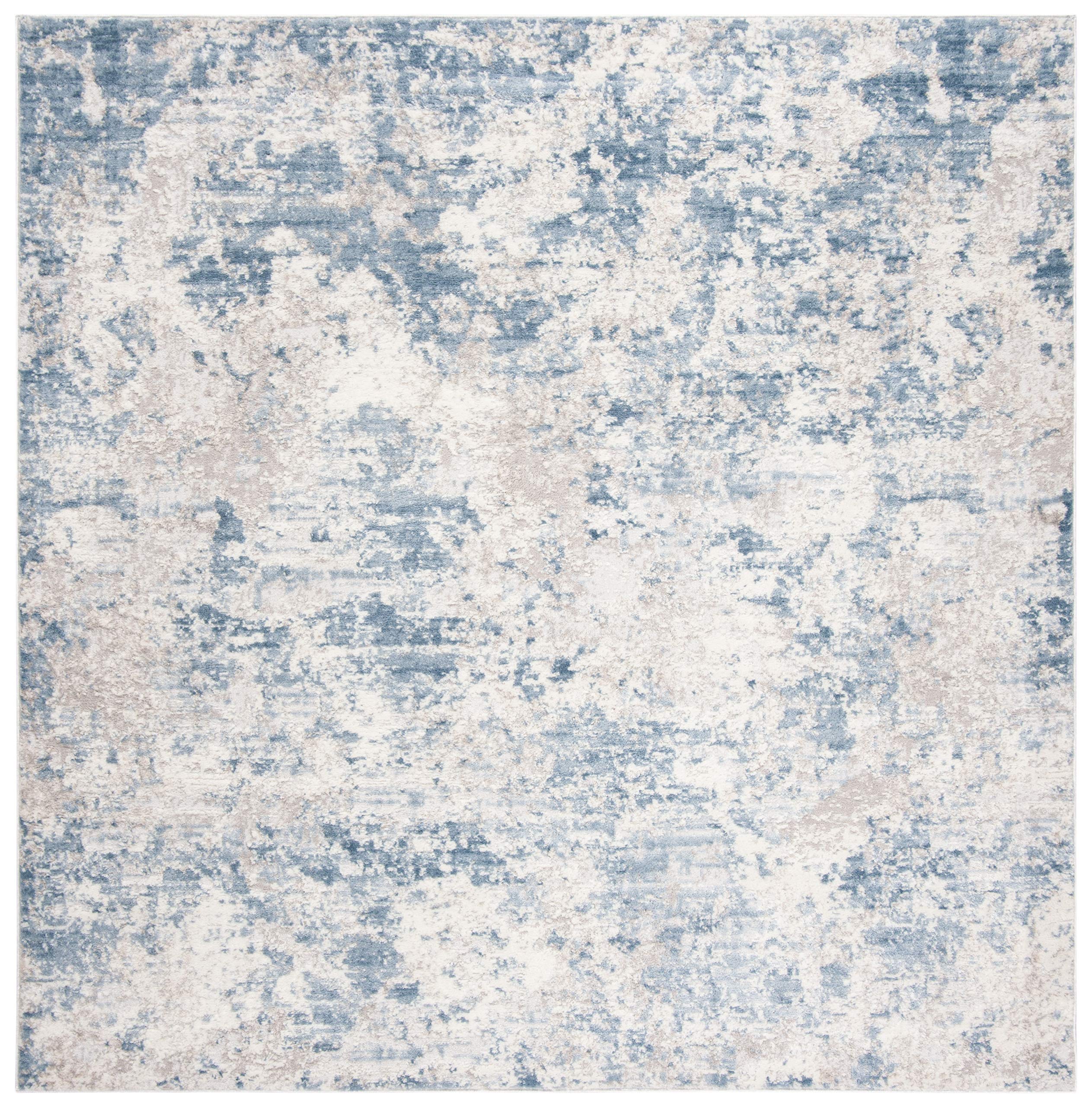 Safavieh Amelia Collection Area Rug - 9' Square, Grey & Blue, Modern Abstract Design, Non-Shedding & Easy Care, Ideal For High T