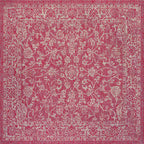 Jonathan Y Smb100G-5Sq Tela Bohemian Textured Weave Floral Indoor Outdoor Area Rug, Coastal Traditional Transitional Easy Cleaning,Bedroom,Kitchen,Backyard,Patio, Fuchsia/Light Gray, 5' Square