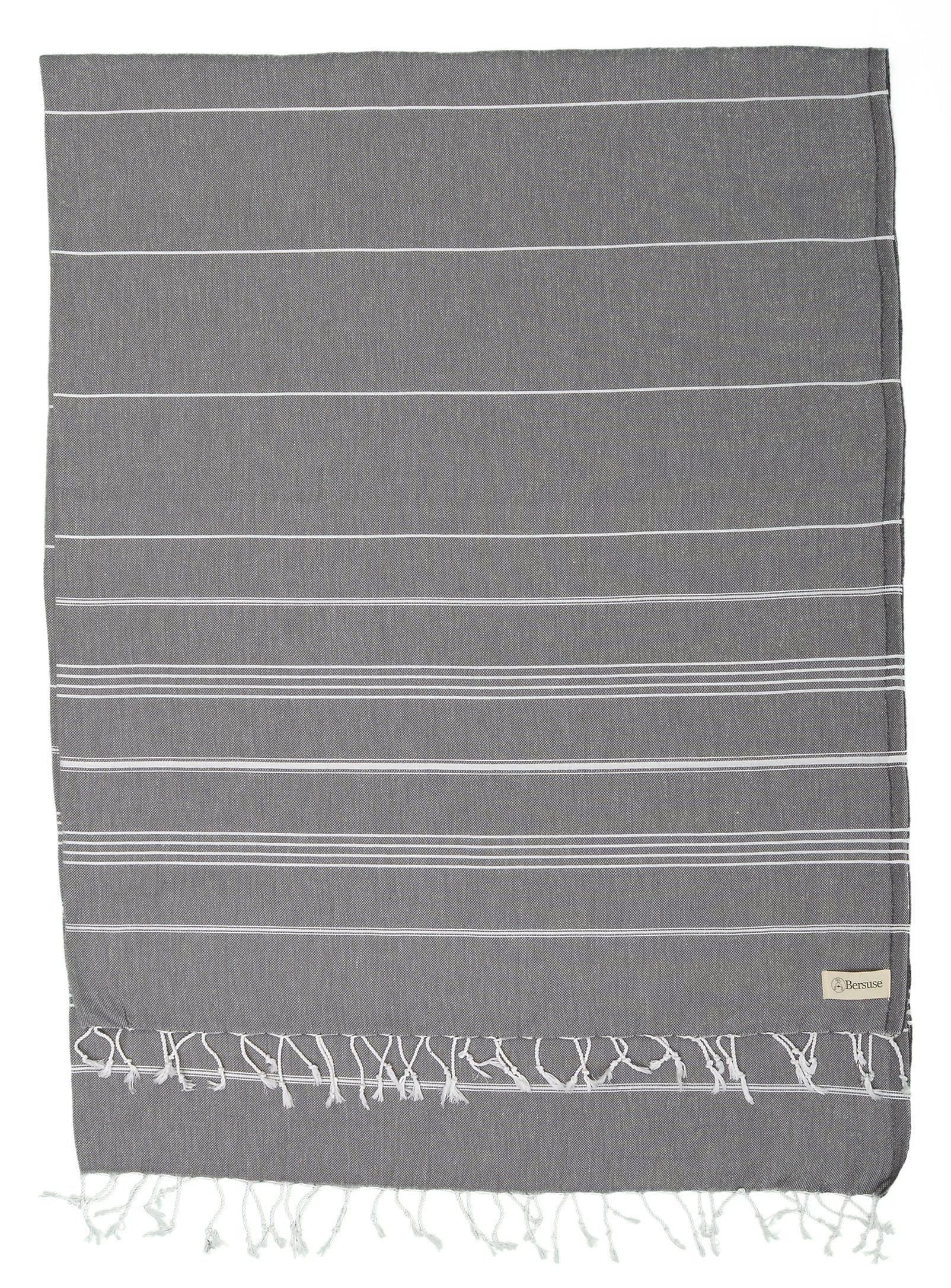 Bersuse 100% Cotton - Anatolia Xl Throw Blanket Turkish Towel - 61 X 82 Inches, Anthracite