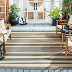 Safavieh Courtyard Collection CY6062 Stripe Indoor/ Outdoor Non-Shedding Stain Resistant Patio Backyard Area Rug, 9' x 12', Grey