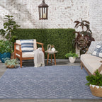 Nourison Versatile Indoor/Outdoor Denim Blue 9' X 12' Area Rug, Easy Cleaning, Non Shedding, Bed Room, Living Room, Dining Room, Deck, Backyard, Patio, High Traffic Area (9X12)
