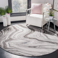 SAFAVIEH Craft Collection Area Rug - 4 Round, Grey & Silver, Modern Abstract Design, Non-Shedding & Easy Care, Ideal for High T