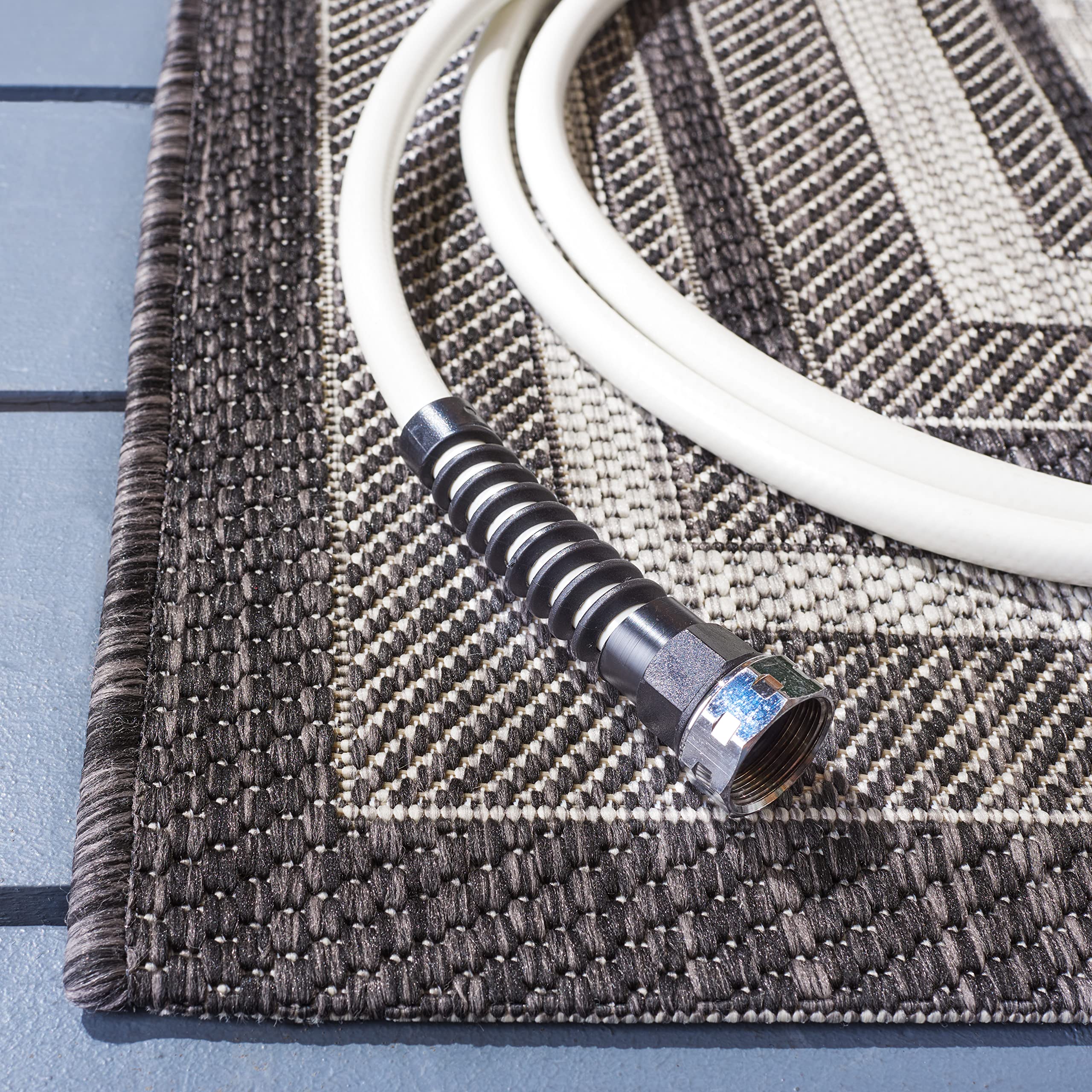 Safavieh Courtyard Collection Runner Rug - 2'3' X 10', Light Grey & Black, Non-Shedding & Easy Care, Indoor/Outdoor & Washable-Ideal For Patio, Backyard, Mudroom (Cy8475-37612)