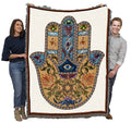 Pure Country Weavers Hand of Hamsa Blanket - Arabic Middle East Gift Tapestry Throw Woven from Cotton - Made in The USA (72x54)