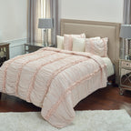 Rizzy Home | BQ4174 | Polyester Quilt | 106"x92" Pink/Neutral/ Solid With Texture
