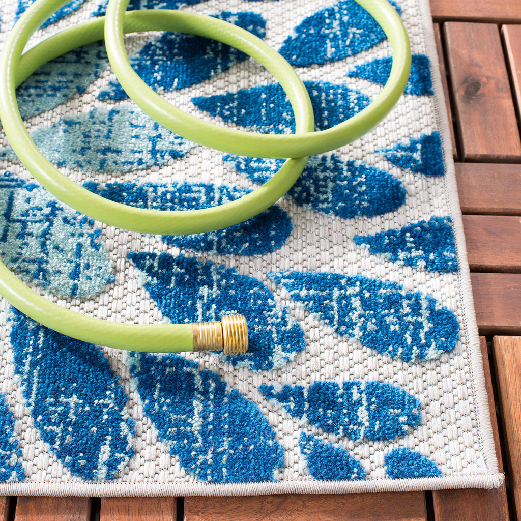 Safavieh Cabana Collection Area Rug - 9' X 12', Grey & Blue, Floral Design, Non-Shedding & Easy Care, Indoor/Outdoor & Washable-Ideal For Patio, Backyard, Mudroom (Cbn832F)