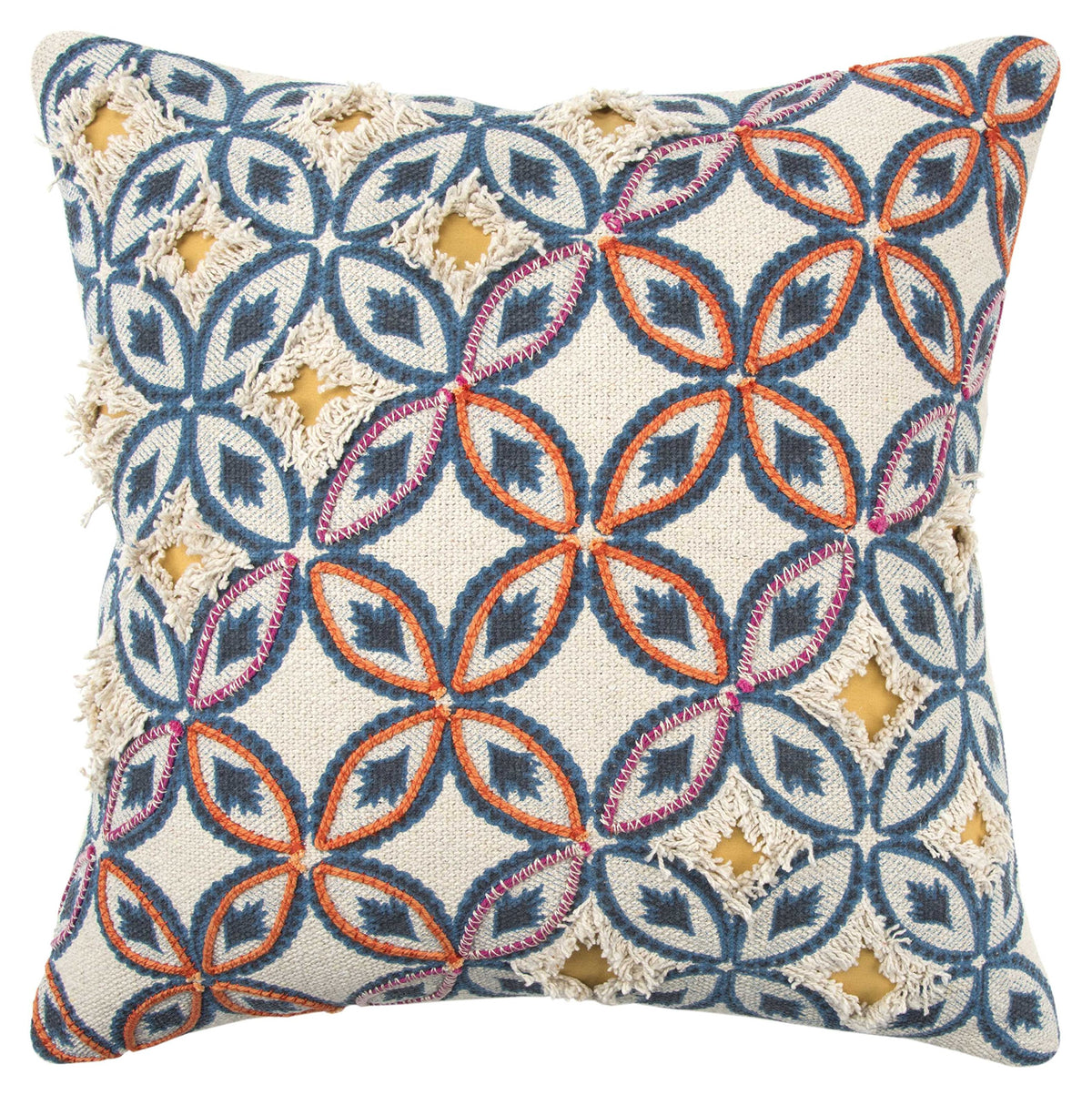 Rizzy Home T13861 Decorative Pillow, 20&quot; x 20&quot;, Orange/Multi