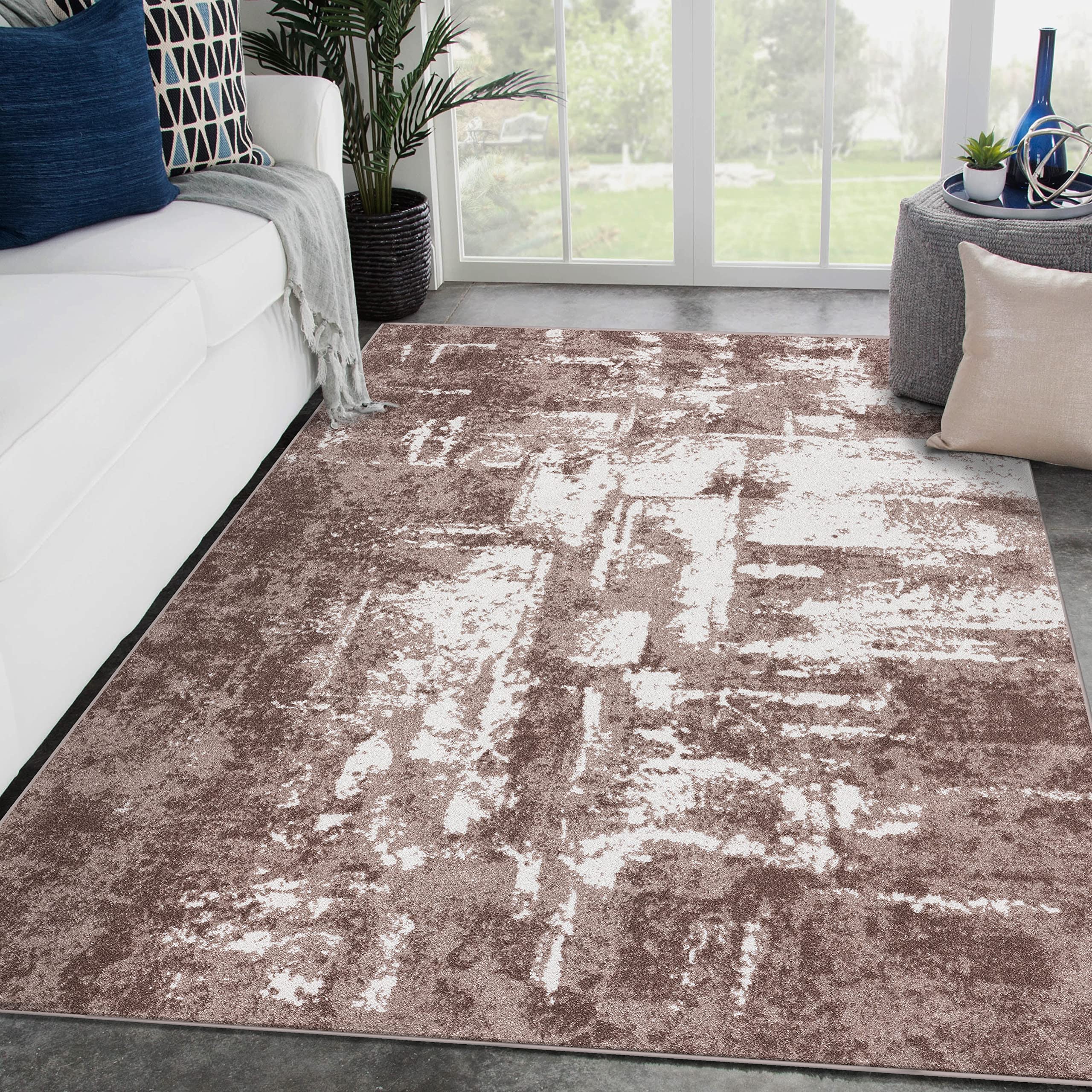 LUXE WEAVERS Rug Hampstead Abstract Area Rug - Medium Pile, Modern Area Rug, Beige / 4 x 5