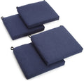 Blazing Needles Outdoor Spun Poly 19-Inch by 20-Inch by 3-1/2-Inch All Weather UV Resistant Zippered Cushions, Azul, Set of 4