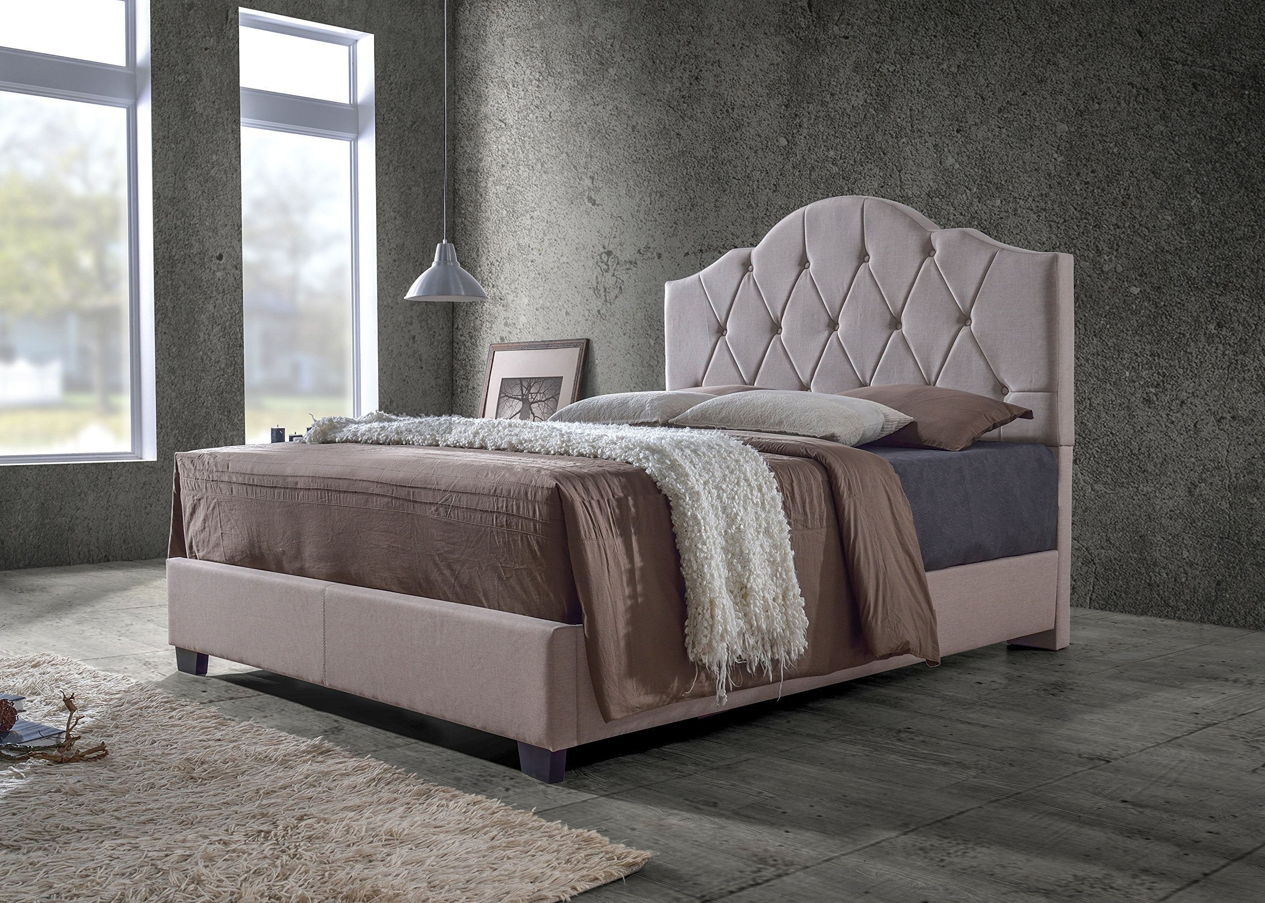 Baxton Studio Juliet Contemporary Espresso Arch Tufted Fabric Upholstered Bed, King, Brown