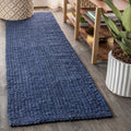 JONATHAN Y NRF102D-216 Pata Hand Woven Chunky Jute Navy 2 ft. x 16 ft. Runner Rug, Bohemian, Transitional, Rustic for Home, Bedr