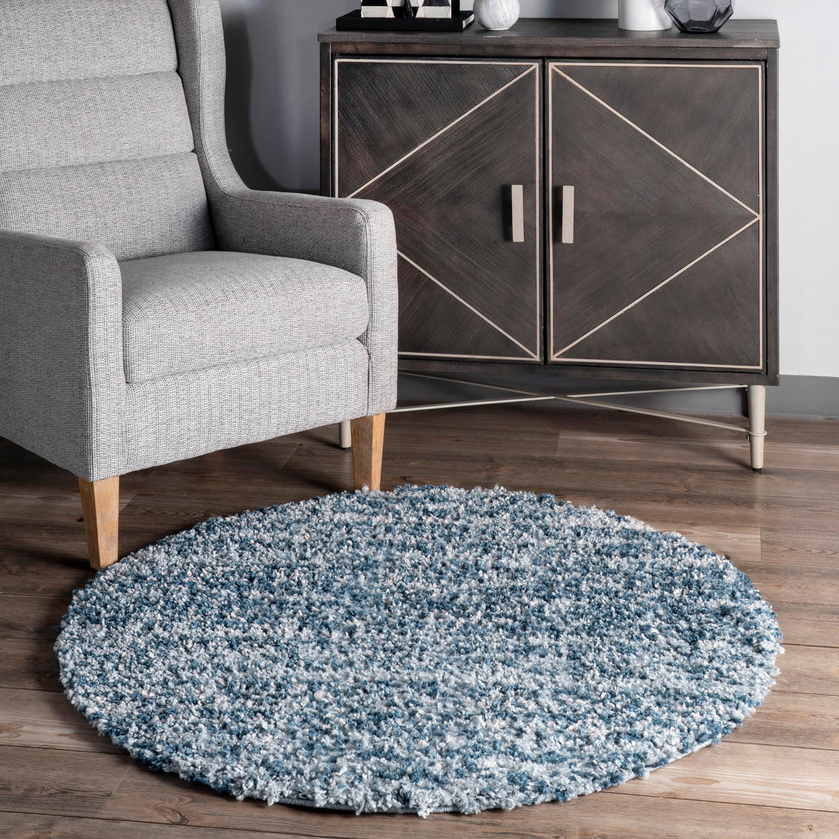 nuLOOM Brooke Shag Tasseled Area Rug - Oval 7x9 Shag Area Rug Casual Blue/Ivory Rugs for Living Room Bedroom Dining Room Nursery