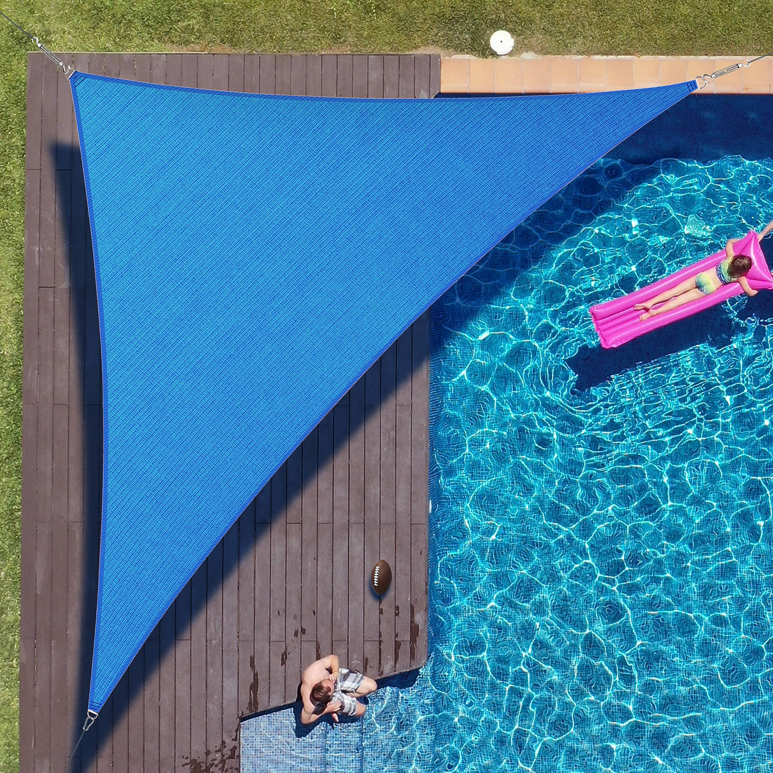 Colourtree 14' X 14' X 19.8' Blue Sun Shade Sail Right Triangle Canopy Fabric Cloth Screen, Water Permeable & Uv Block Upf50, He