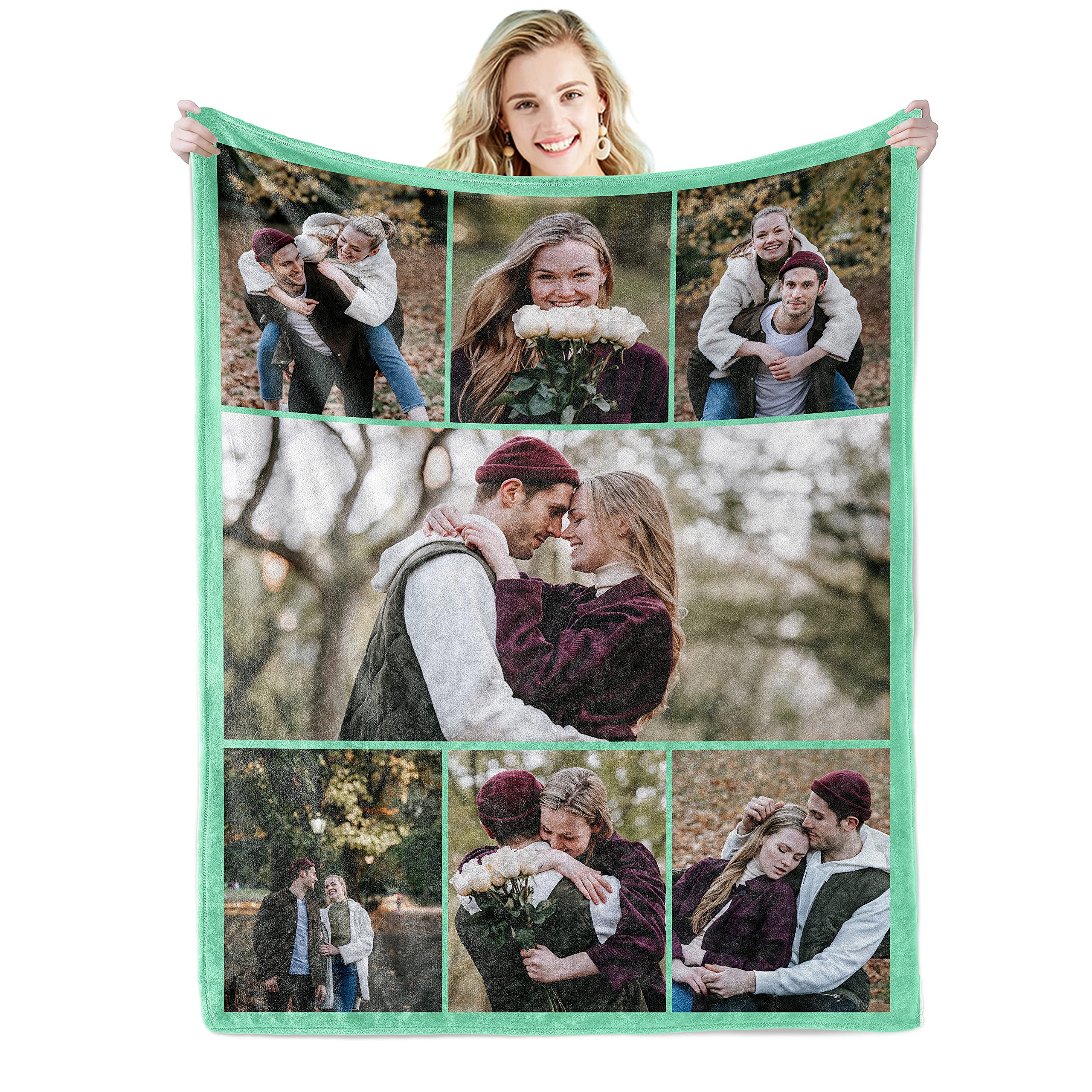 Youltar Custom Blanket With Photo Picture Collage Customized Throw Blankets For Birthday Anniversary Wedding Personalized Christ