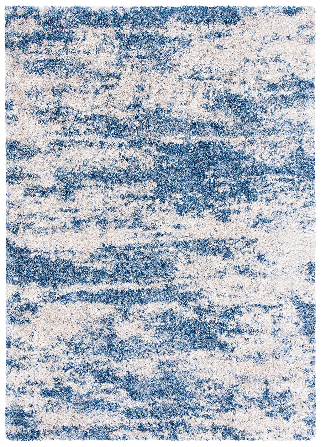 Safavieh Berber Shag Collection 6' X 9' Beige/Blue Ber219B Modern Abstract Non-Shedding 1.2-Inch Thick Living Room Dining Bedroo
