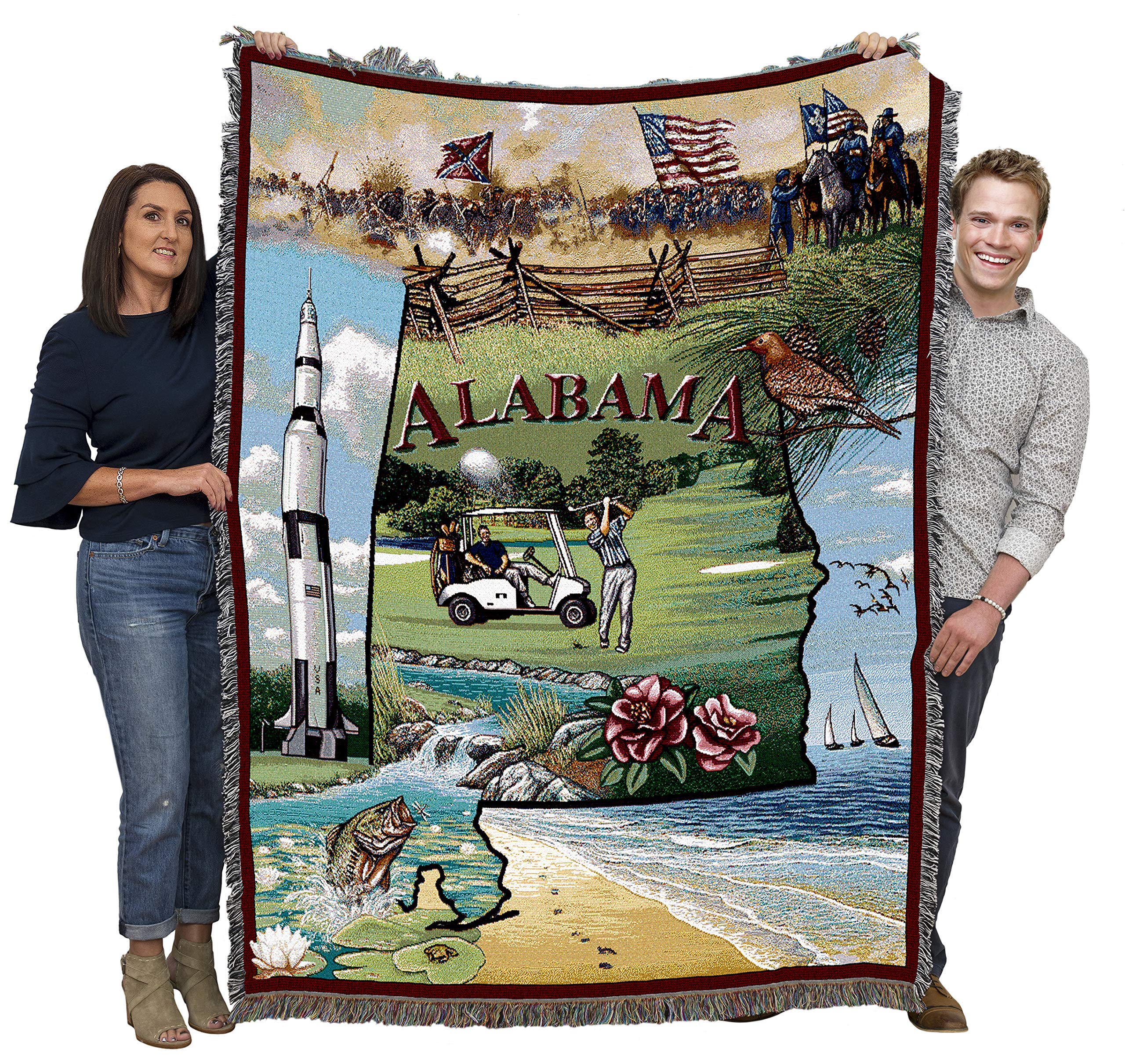Pure Country Weavers State Of Alabama Blanket - Gift Tapestry Throw Woven From Cotton - Made In The Usa (72X54)