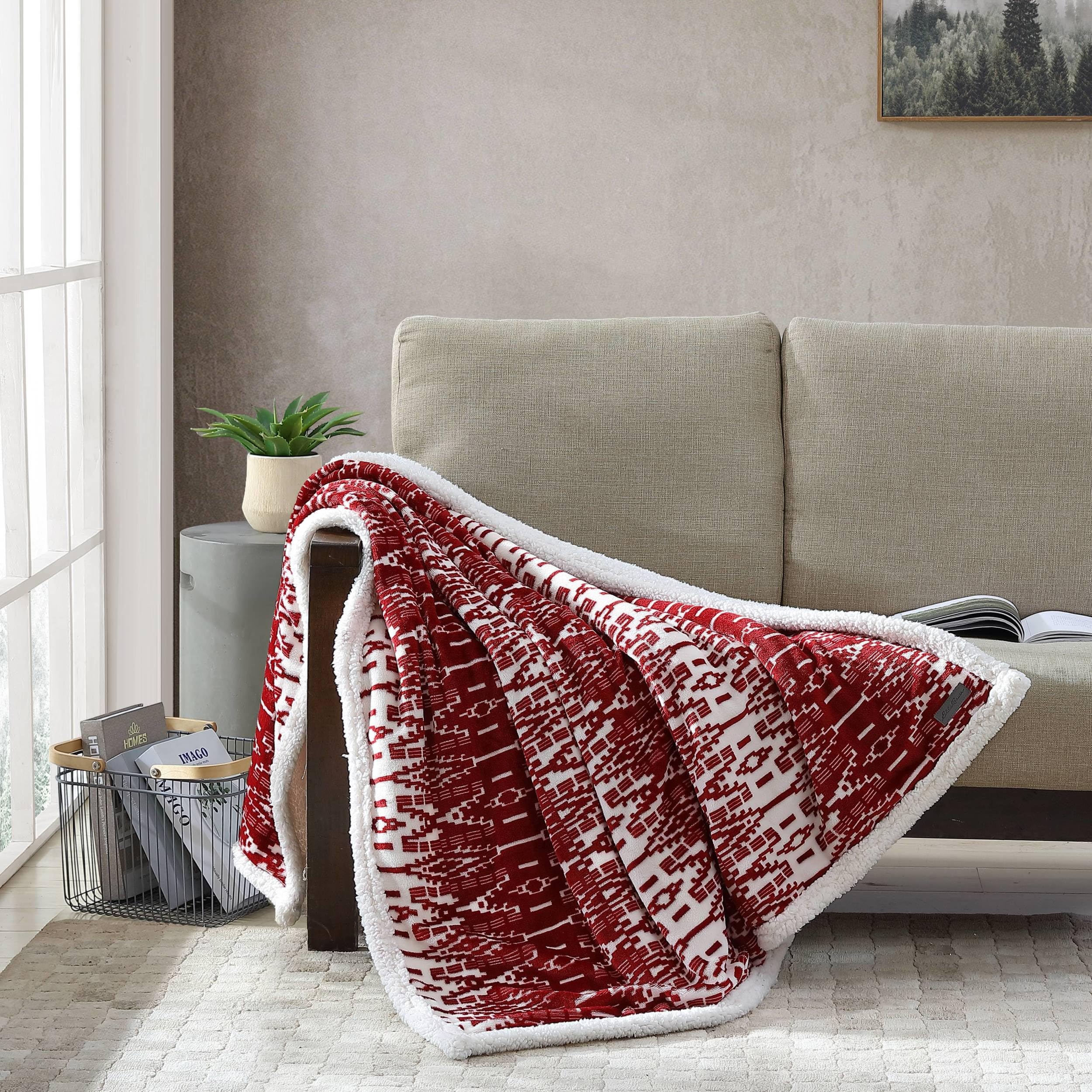Eddie Bauer - Throw Blanket, Soft Fleece Bedding With Sherpa Reverse, Plush Home Decor (San Juan Red Clay, 50' X 60')