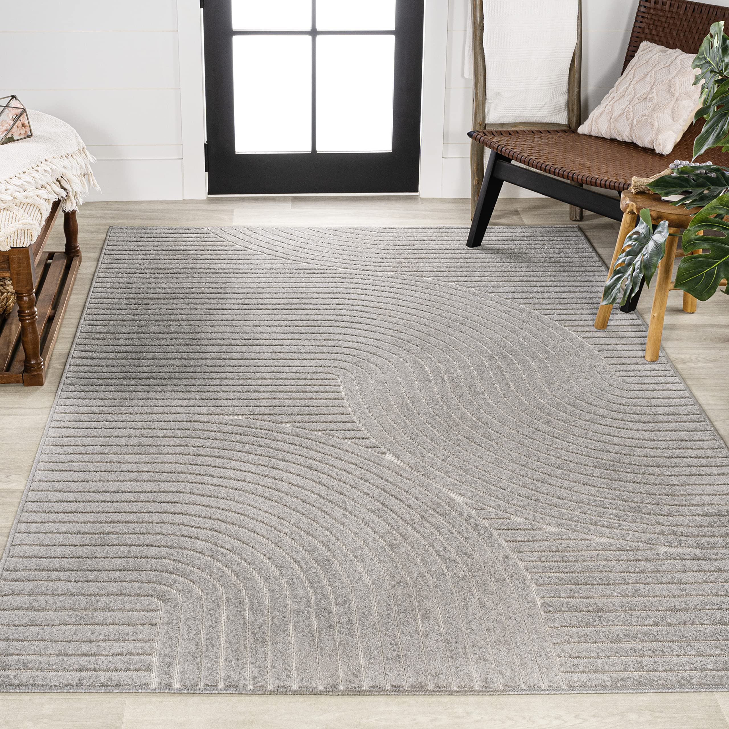 Jonathan Y Scn100A-3 Skagen High-Low Minimalist Curve Geometric Indoor/Outdoor Area Rug, Modern, Contemporary, Geometric, Bohemi