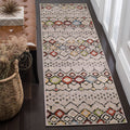 SAFAVIEH Amsterdam Collection Runner Rug - 23 x 8, Light Grey & Multi, Moroccan Boho Design, Non-Shedding & Easy Care, Ideal f