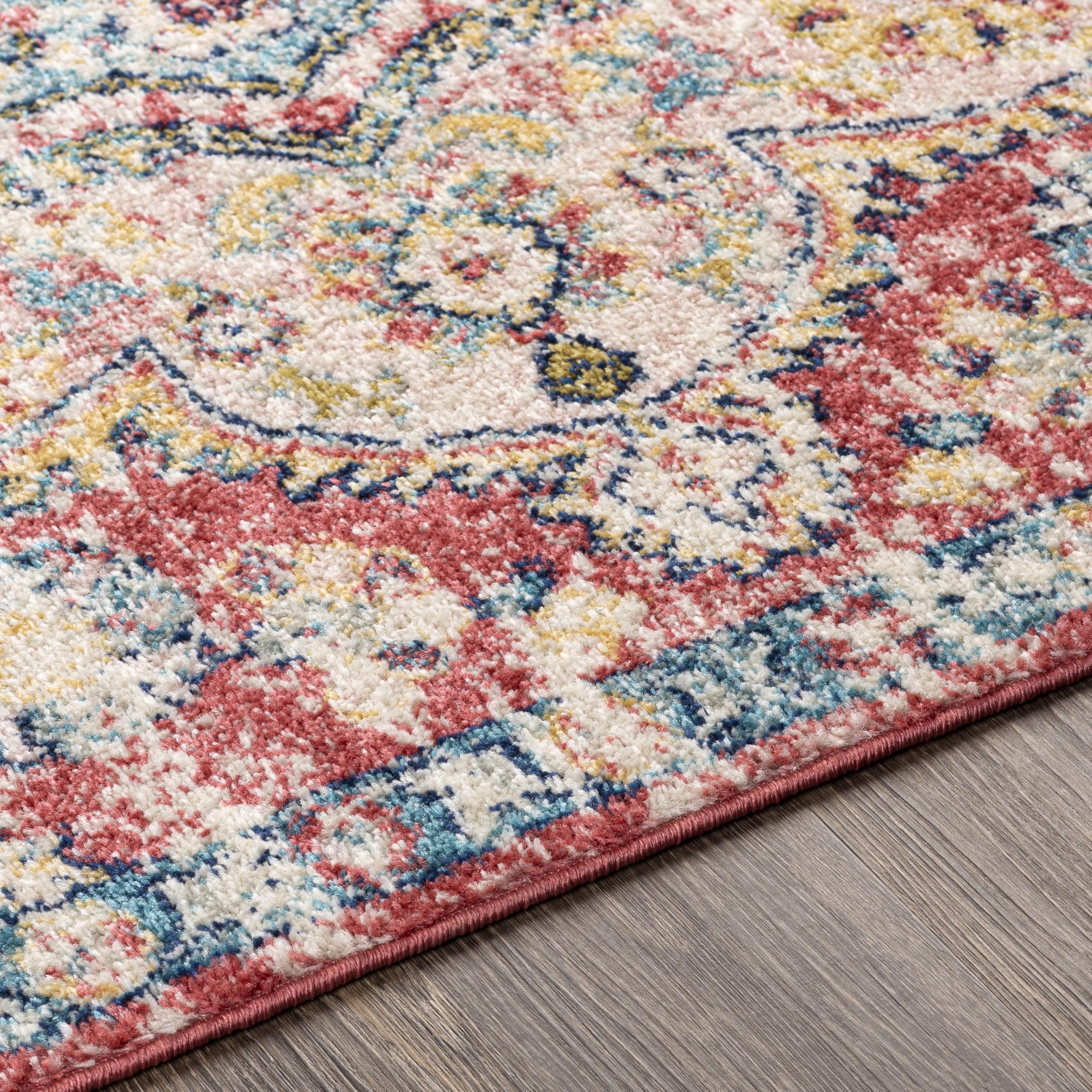 Livabliss Romaine Vintage Medallion Area Rug,2' X 3', Rose/Navy