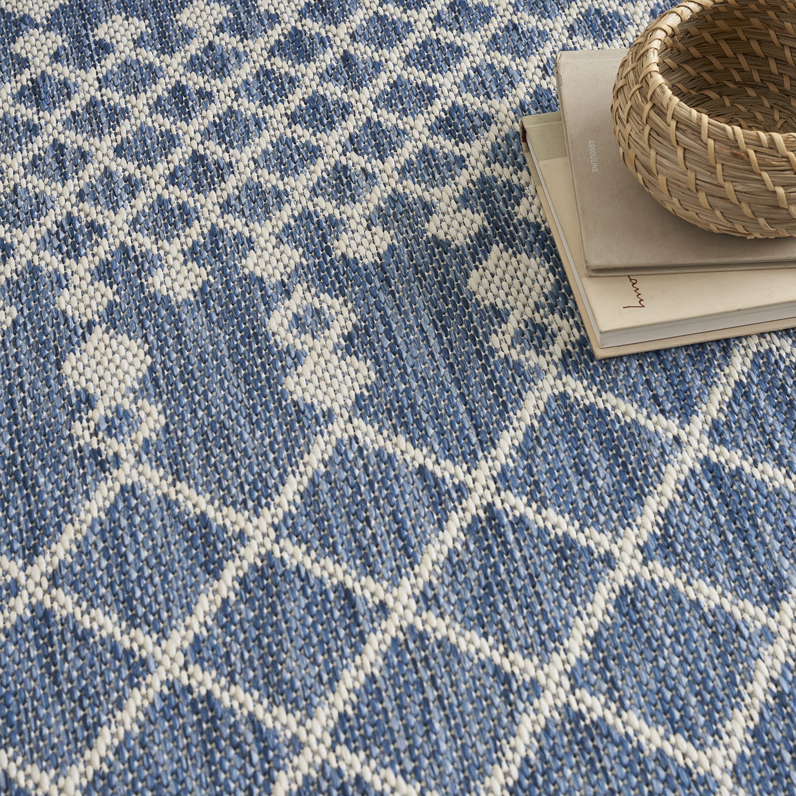 Nourison Positano Indoor/Outdoor Navy Blue 8' X 10' Area Rug, Easy Cleaning, Non Shedding, Bed Room, Living Room, Dining Room, Backyard, Deck, Patio (8X10)
