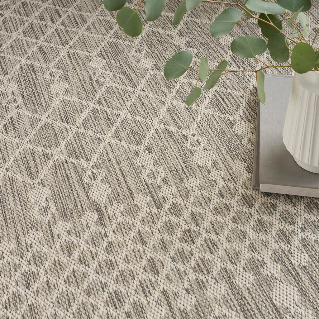 Nourison Positano Indoor/Outdoor Light Grey 6' X 9' Area Rug, Easy Cleaning, Non Shedding, Bed Room, Living Room, Dining Room, Deck, Backyard, Patio (6X9)