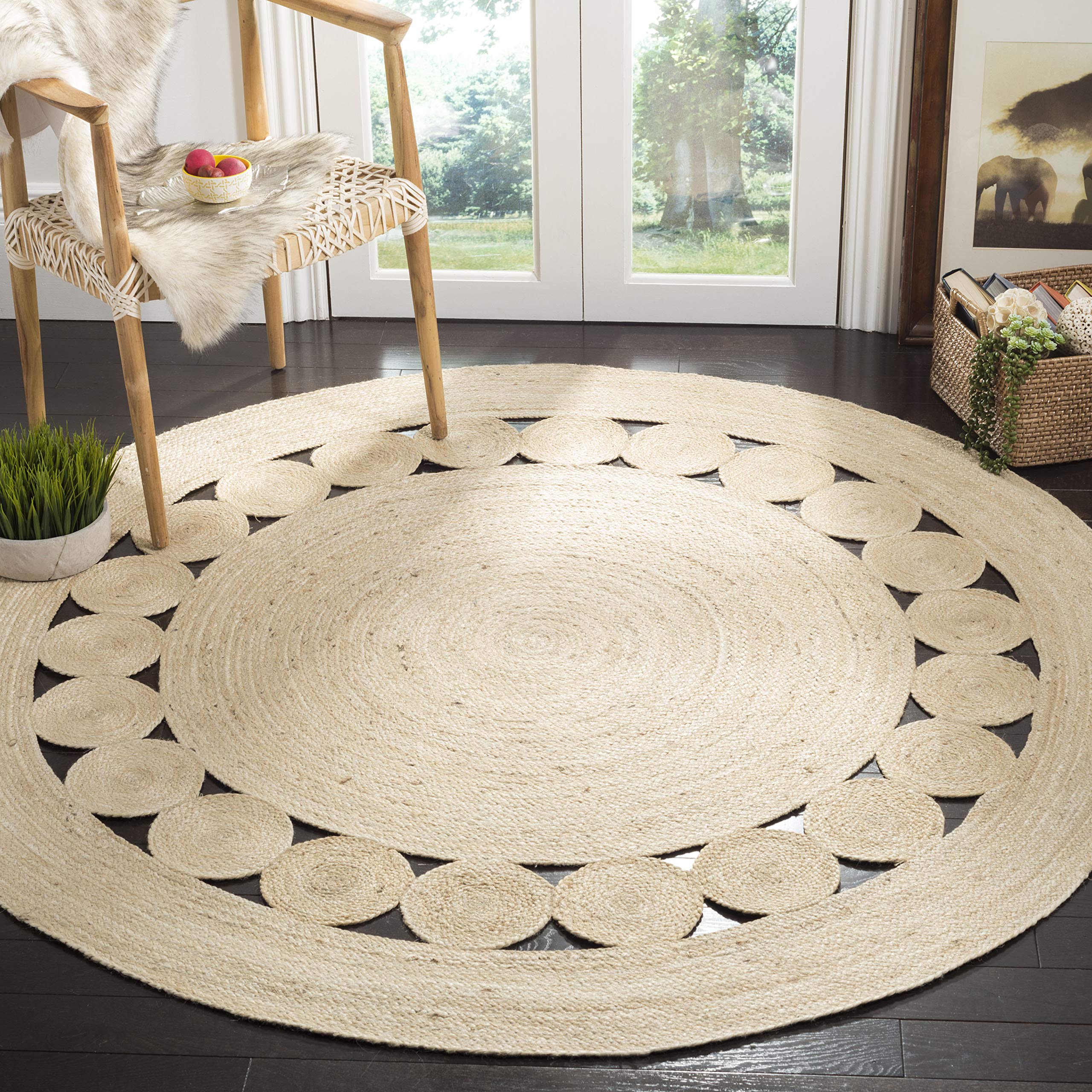 SAFAVIEH Natural Fiber Collection Area Rug - 3 Round, Ivory, Handmade Boho Charm Farmhouse Jute, Ideal for High Traffic Areas i