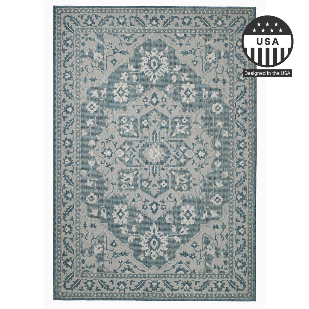 Fh Home Flat Woven Outdoor Rug - Waterproof, Easy To Clean, Stain Resistant - Premium Polypropylene Yarn - Vintage - Patio, Deck