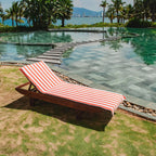 Arkwright California Chaise Lounge Cover - Pack Of 2 - Striped Soft Cotton Cabana Towel With Pocket Holder For Beach Pool Outdoor Chair, 30 X 85 In., Coral