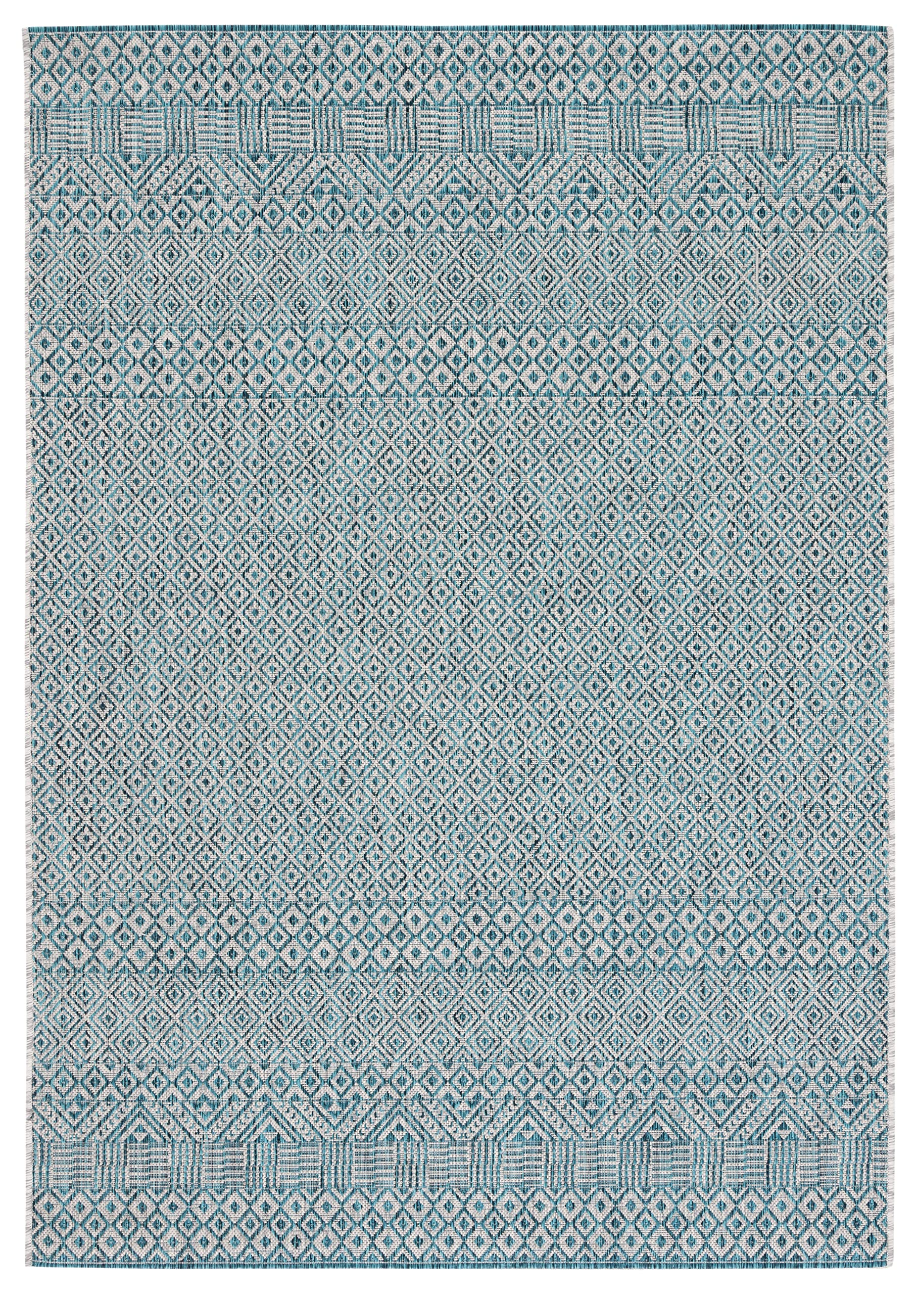 Safavieh Courtyard Collection 2'7' X 5' Grey/Aqua Cy8235 Indoor/ Outside Waterproof Easy Cleansingpatio Backyard Mudroom Area Mat