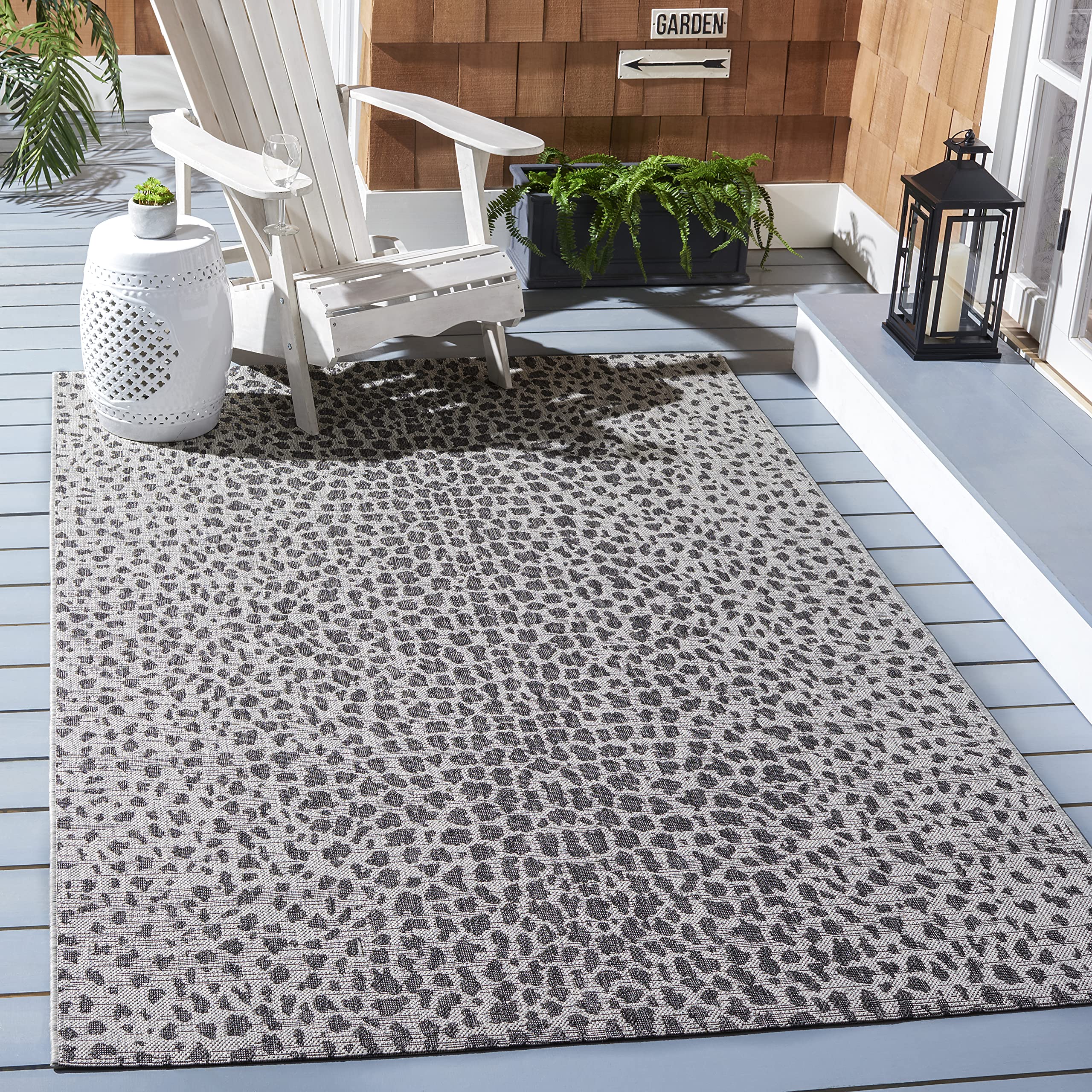 SAFAVIEH Courtyard Collection Area Rug - 10 x 14, Navy & Grey, Non-Shedding & Easy Care, Indoor/Outdoor & Washable-Ideal for P