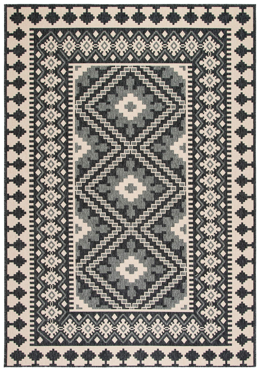 Safavieh Veranda Collection Area Rug - 8' X 11', Ivory & Grey, Boho Design, Non-Shedding & Easy Care, Indoor/Outdoor & Washable-