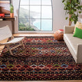SAFAVIEH Amsterdam Collection Area Rug - 6'7'' x 9'2'', Black & Multi, Moroccan Boho Design, Non-Shedding & Easy Care, Ideal for
