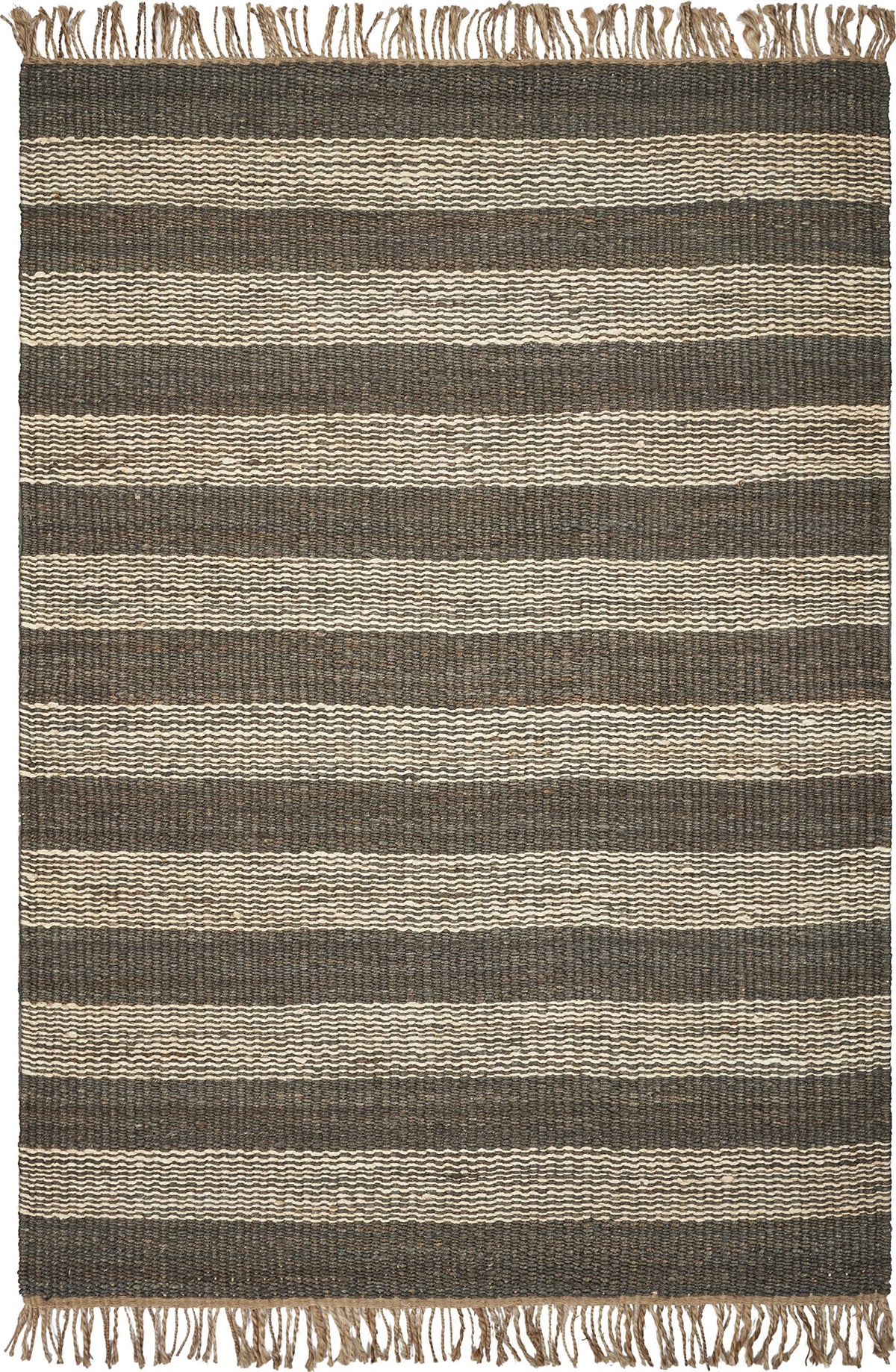 HomeRoots Slate/Ivory 5' x 7' Jute Slate Ivory Area Rug