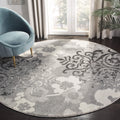 SAFAVIEH Adirondack Collection 5 Round Silver/Ivory ADR114B Floral Glam Damask Distressed Non-Shedding Living Room Dining Bedro