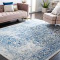 SAFAVIEH Evoke Collection 8 x 10 Ivory / Navy EVK256N Oriental Distressed Non-Shedding Living Room Bedroom Dining Home Office 