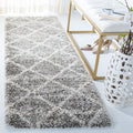 SAFAVIEH Hudson Shag Collection Runner Rug - 23 x 12, Distressed Grey & Ivory, Trellis Design, Non-Shedding & Easy Care, 2-inc