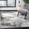 SAFAVIEH Craft Collection Area Rug - 53 Square, Grey & Gold, Modern Abstract Design, Non-Shedding & Easy Care, Ideal for High T