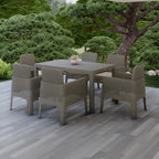Dukap Lucca 7 Piece Patio Dining Set With Umbrella Hole, Outdoor Conversation Seats With All Weather Faux Rattan And Water Resistance | Grey