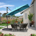 Purple Leaf 8 Feet Patio Umbrella Outdoor Cantilever Square Umbrella Aluminum Offset Umbrella With 360-Degree Rotation For Garden Deck Pool Patio, Turquoise Blue