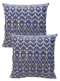 House Of Silko Pure Cotton Woven Ikkat Blue White Cushion Cover For Casual Interior Decoration (16X16) Set Of 2