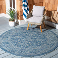 Safavieh Courtyard Collection 6'7' Round Navy/Ivory Cy8680 Indoor-Outdoor Waterproof Easy-Cleaning Patio Backyard Mudroom Area-