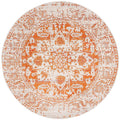 SAFAVIEH Madison Collection Area Rug - 53 Round, Orange & Ivory, Snowflake Medallion Distressed Design, Non-Shedding & Easy Car